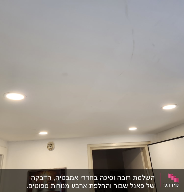 תאורה שקועה בתקרה עם ארבעה פנסים עגולים
